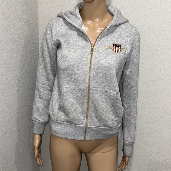 Gant collegiate grey zip up hoodie - Picture 1 of 8